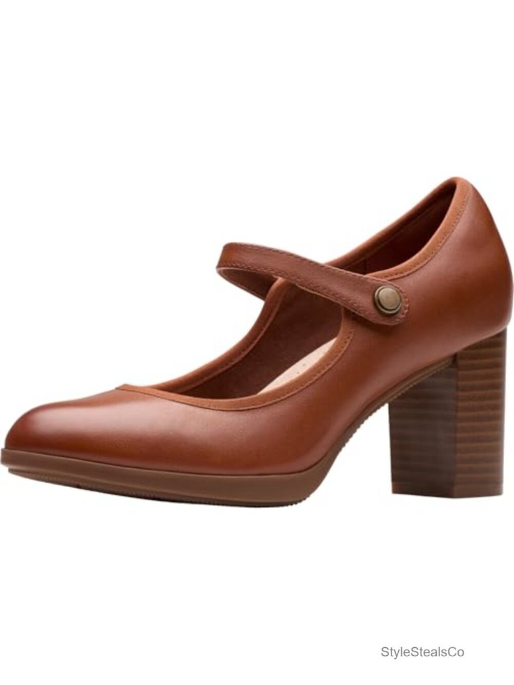Clarks Block Heel Mary Jane Pumps with Adjustable Strap Leather - Women's 7.5